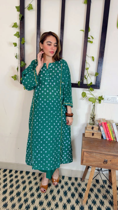 Premium Hand Bandhni Mulmul Cotton Phirn Set ✨