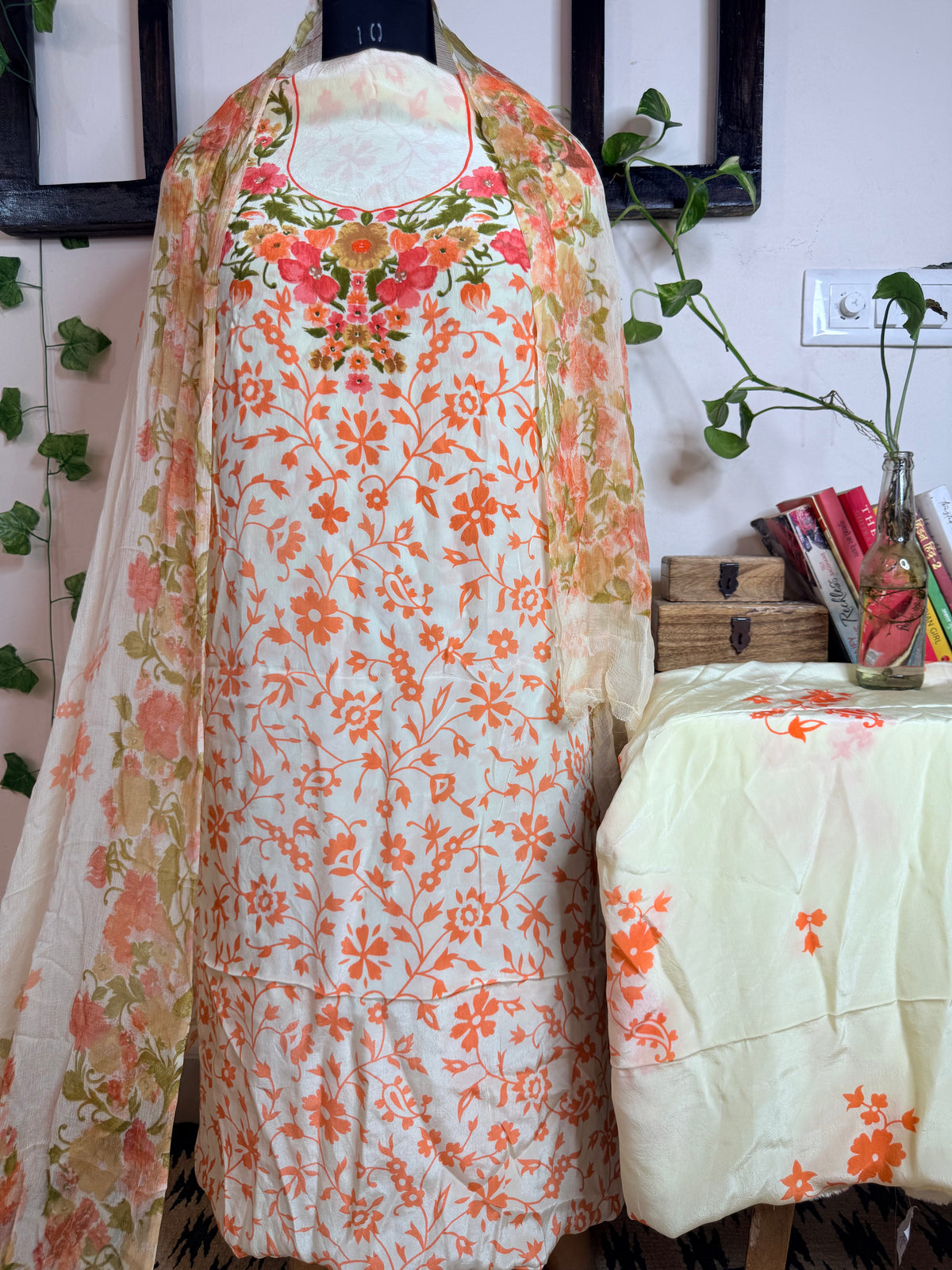 Natural Pure Crape Full Suit with Premium Chiffon Dupatta