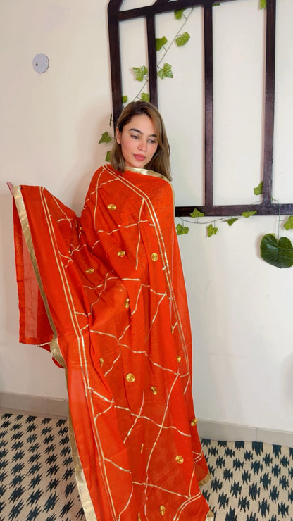 Heavy Gotta Festive Dupatta ✨ Orange color