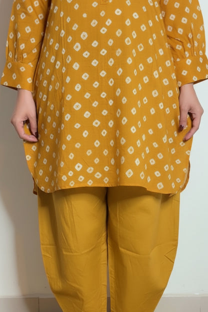 Boxy Fit Mulmul Handbandhni Jabhla Set