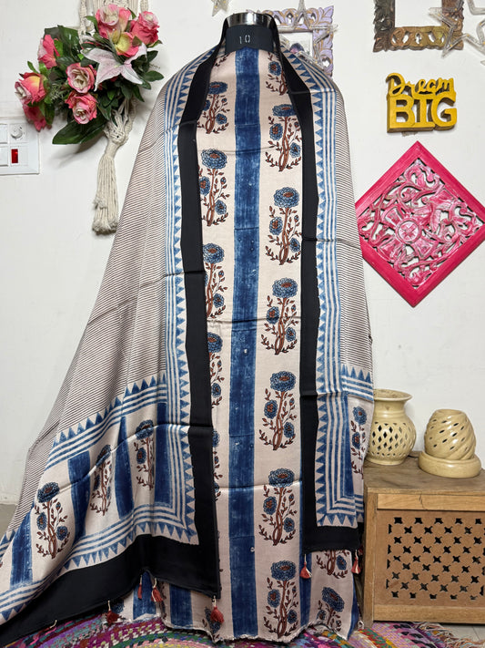 🌿 Ajrakh Handblock Modal Suit Set with Dupatta