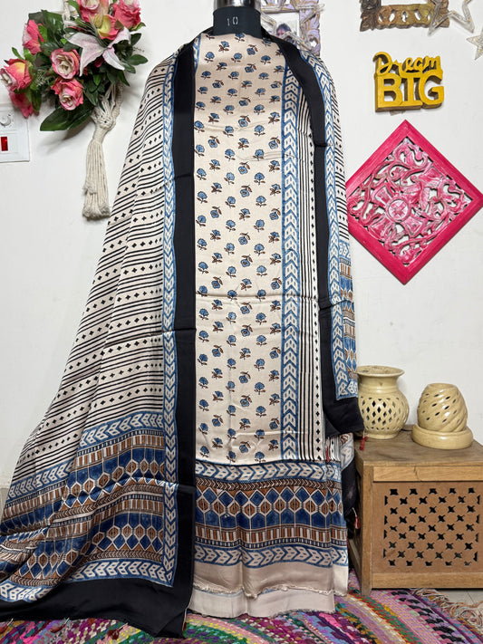 🌿 Ajrakh Handblock Modal Suit Set with Dupatta