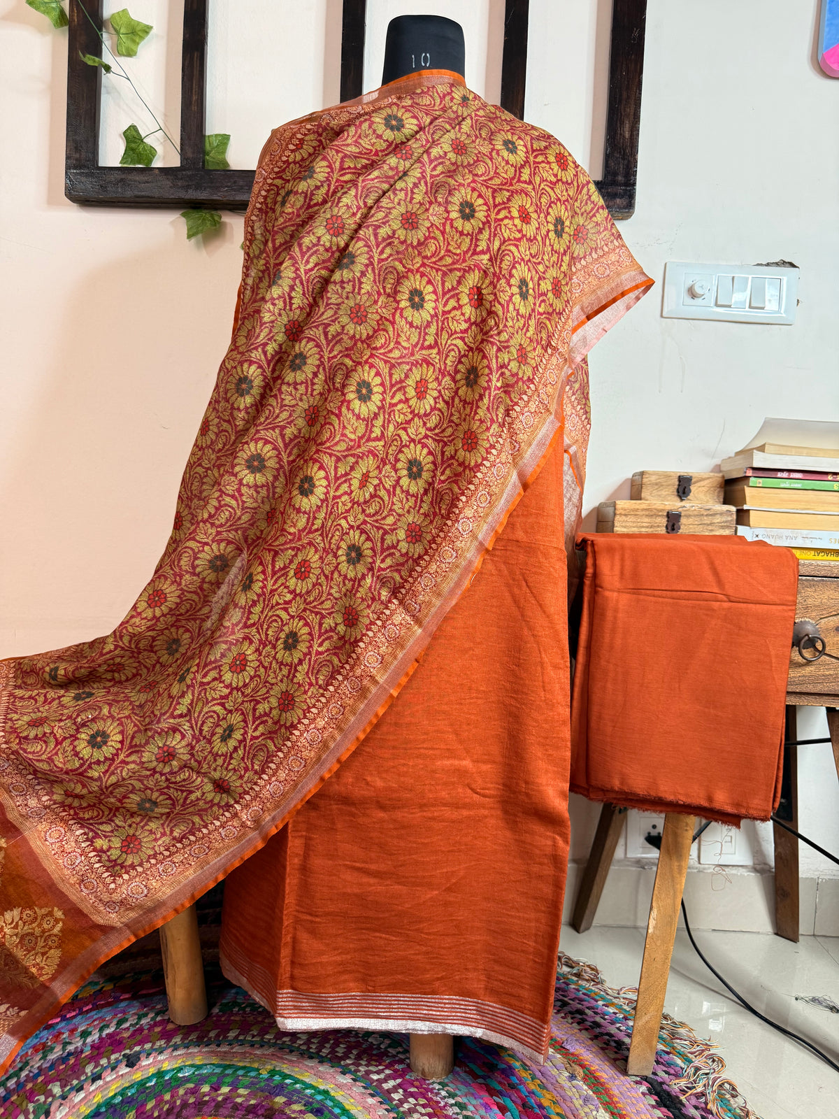 Pure Linen Ajrakh & Kalamkari Digital Print Suit✨