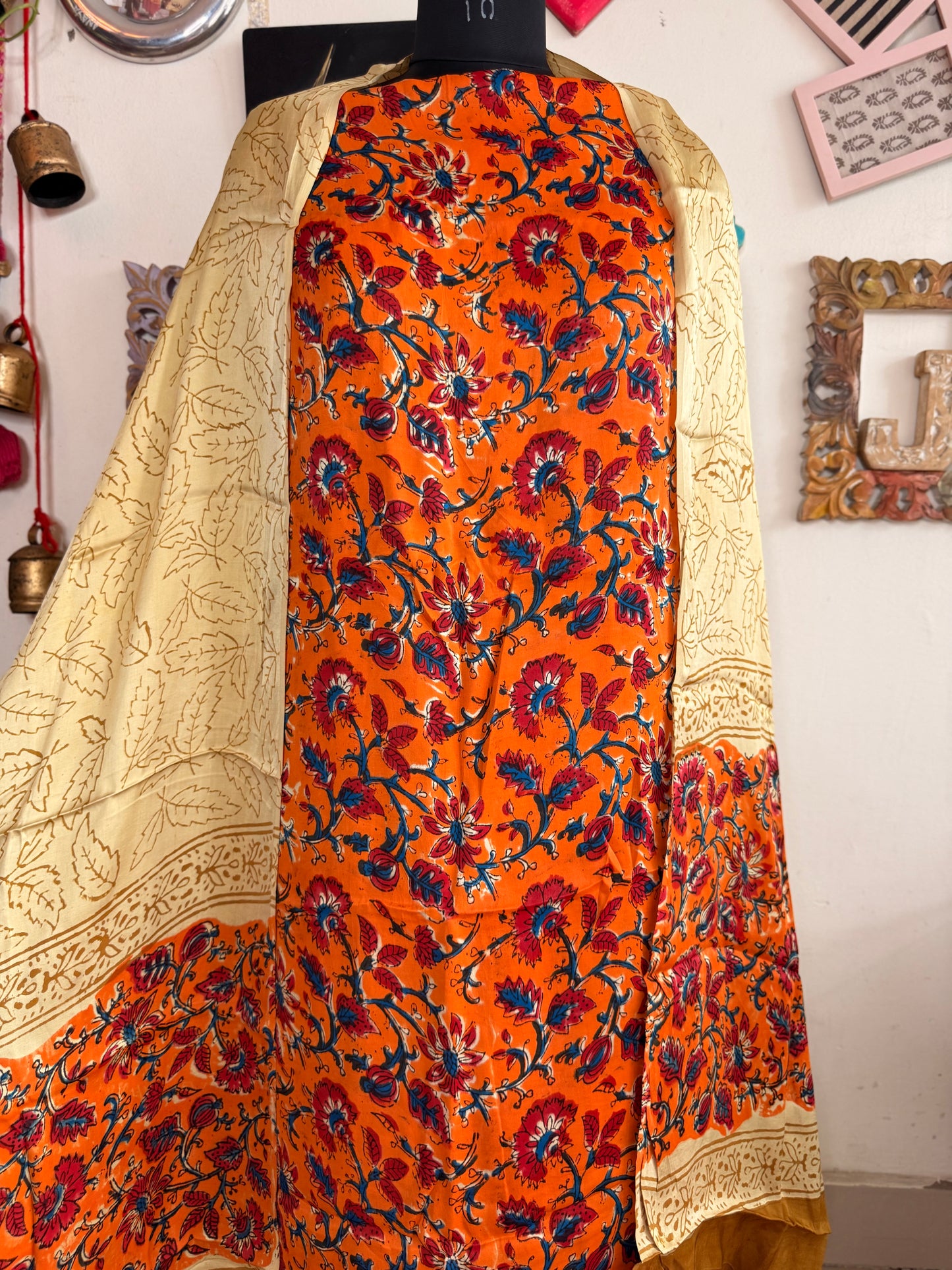 Premium Modal Silk Kalamkari Handblock Full Suit