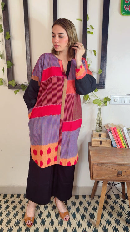 Uzbek Ikkat stitched Handloom Cotton 3-Piece Set ✨