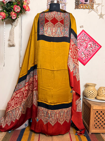 Modal Silk Designer Ajrakh Suit Set