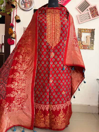 Dola Silk Ajrakh Suit