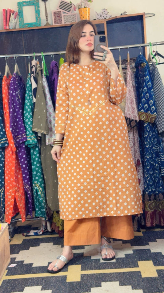 Handbandhni Mul Cotton Stitch Collection with Gota Detailing