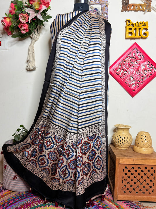 🌿 Ajrakh Handblock Modal Suit Set with Dupatta