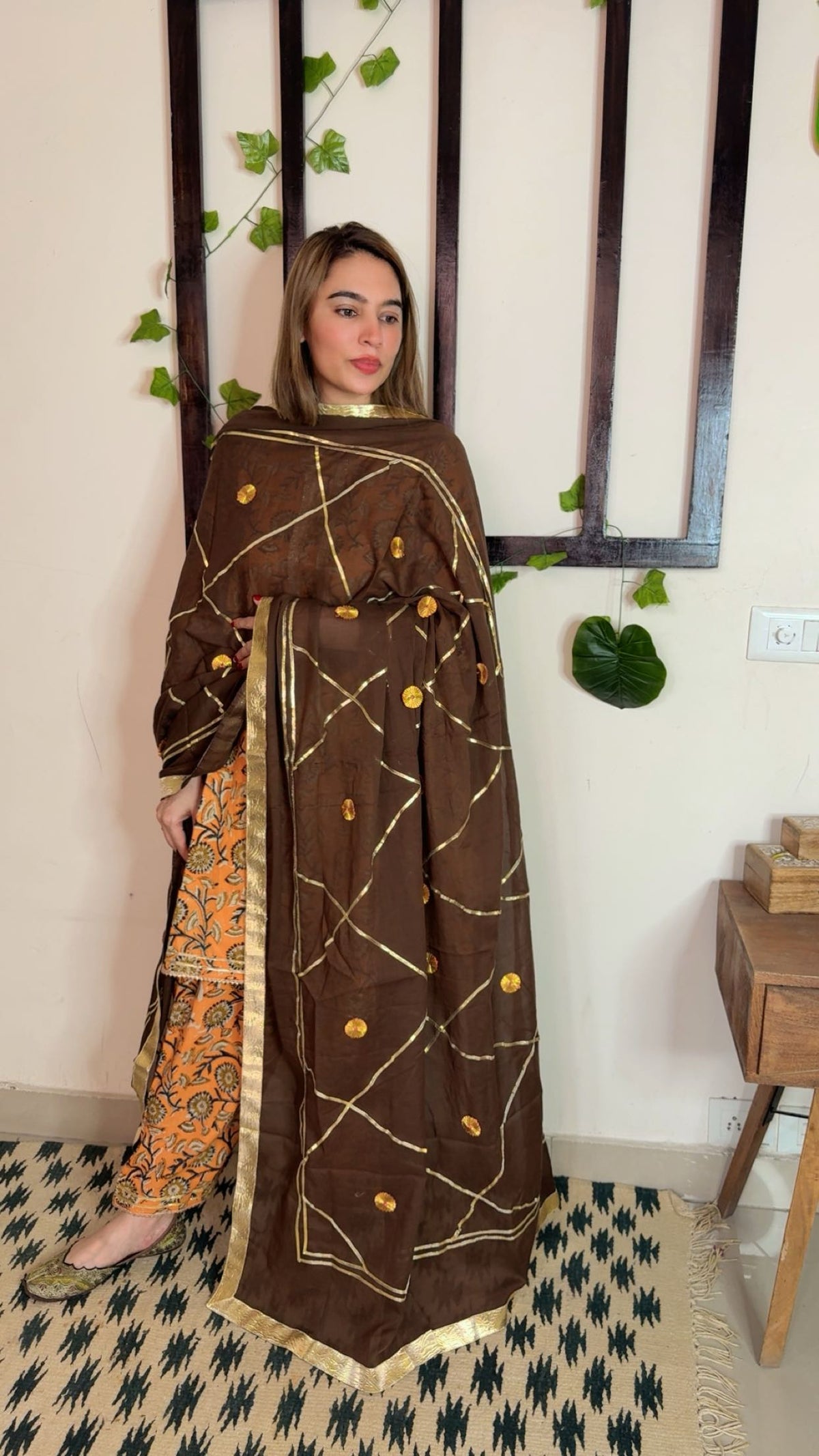 Heavy Gotta Festive Dupatta ✨ Brown color