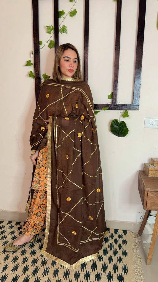 Heavy Gotta Festive Dupatta ✨ Brown color