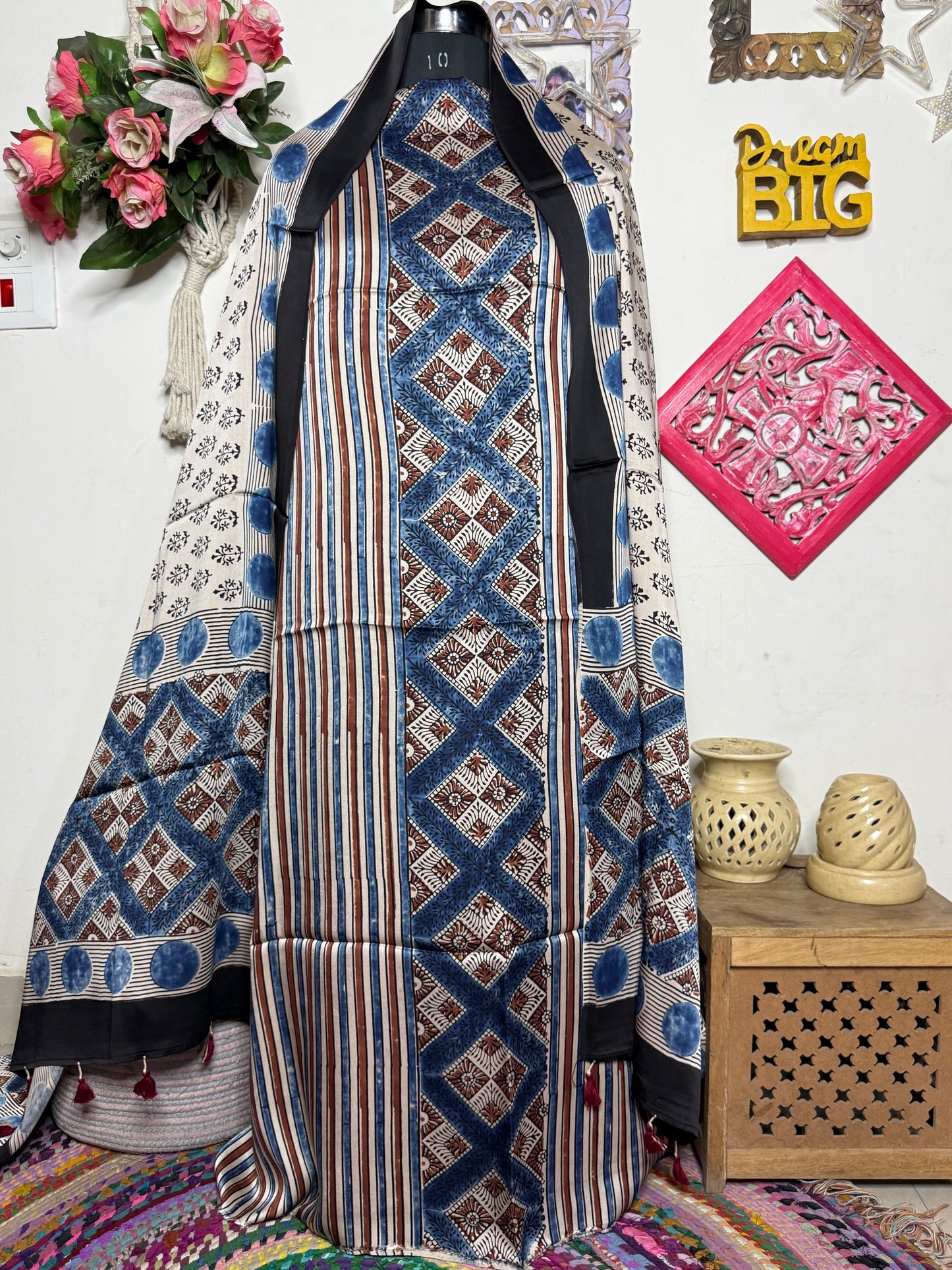 🌿 Ajrakh Handblock Modal Suit Set with Dupatta