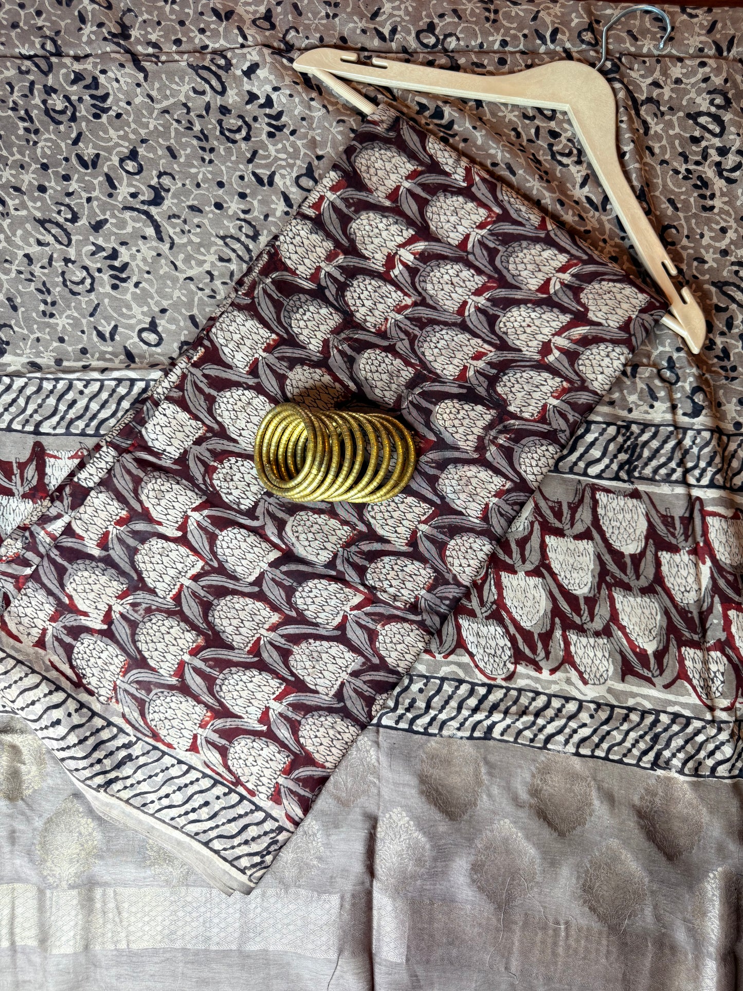 Modal Silk Full Suit with Kalamkari & Jhota Art (Handmade)