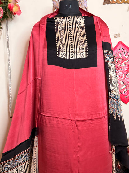 Modal Silk Designer Ajrakh Suit Set