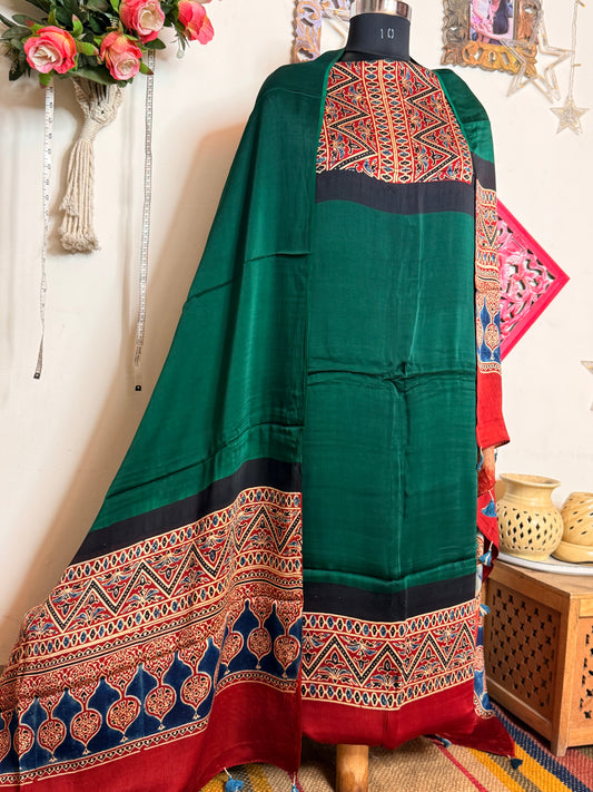 Modal Silk Designer Ajrakh Suit Set