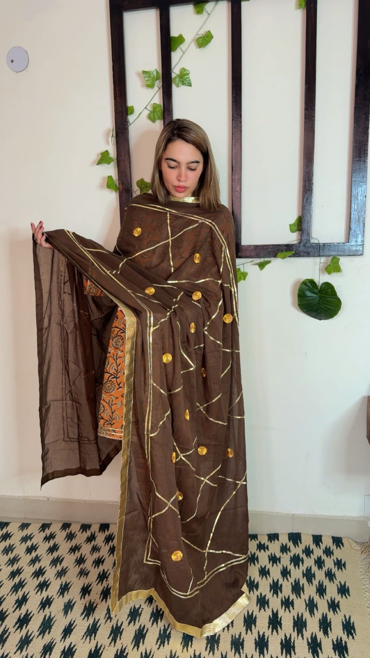 Heavy Gotta Festive Dupatta ✨ Brown color