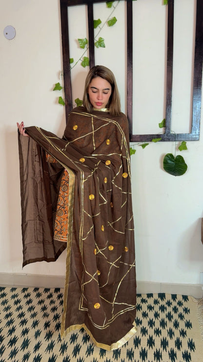 Heavy Gotta Festive Dupatta ✨ Brown color