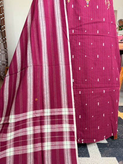 ✦ Handloom Cotton Embroidered Suit Set
