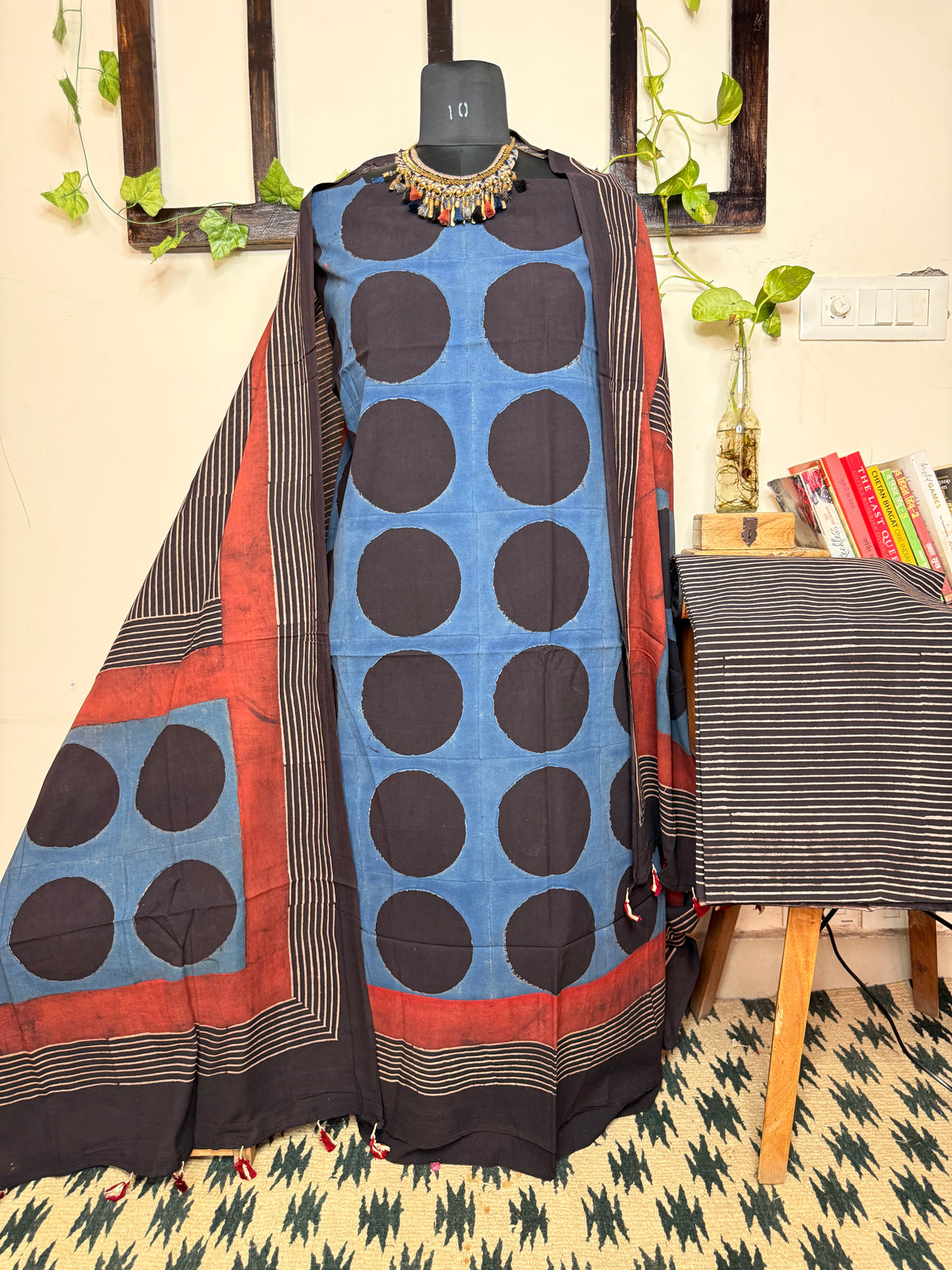 Taj Cotton Ajrakh 3-Piece Unstitched Suit ✨