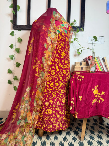 Natural Pure Crape Full Suit with Premium Chiffon Dupatta