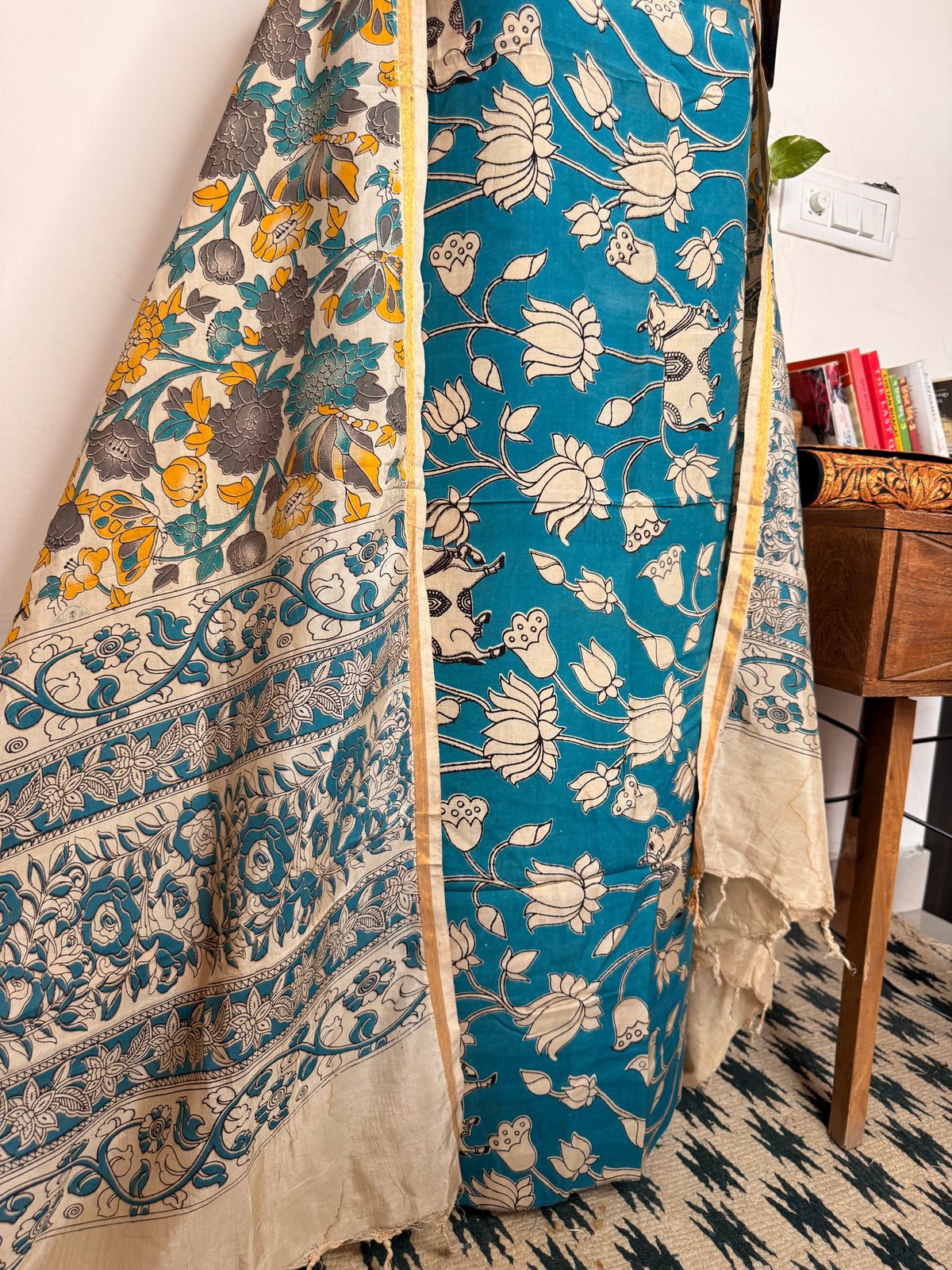 Kalamkari Cotton Silk Unstitched Suit ✨