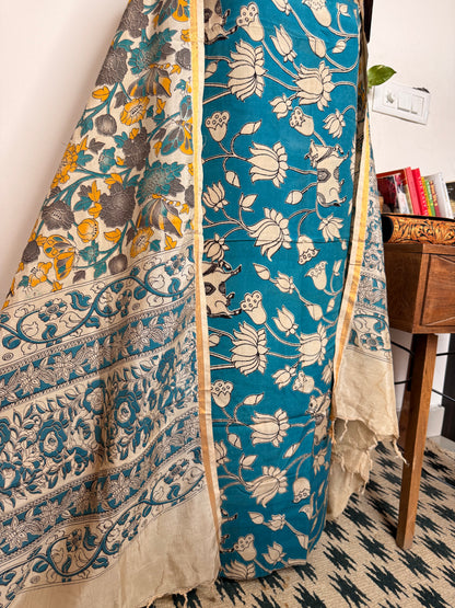 Kalamkari Cotton Silk Unstitched Suit ✨
