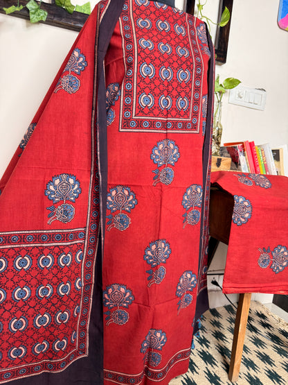 Taj Cotton Ajrakh 3-Piece Unstitched Suit ✨
