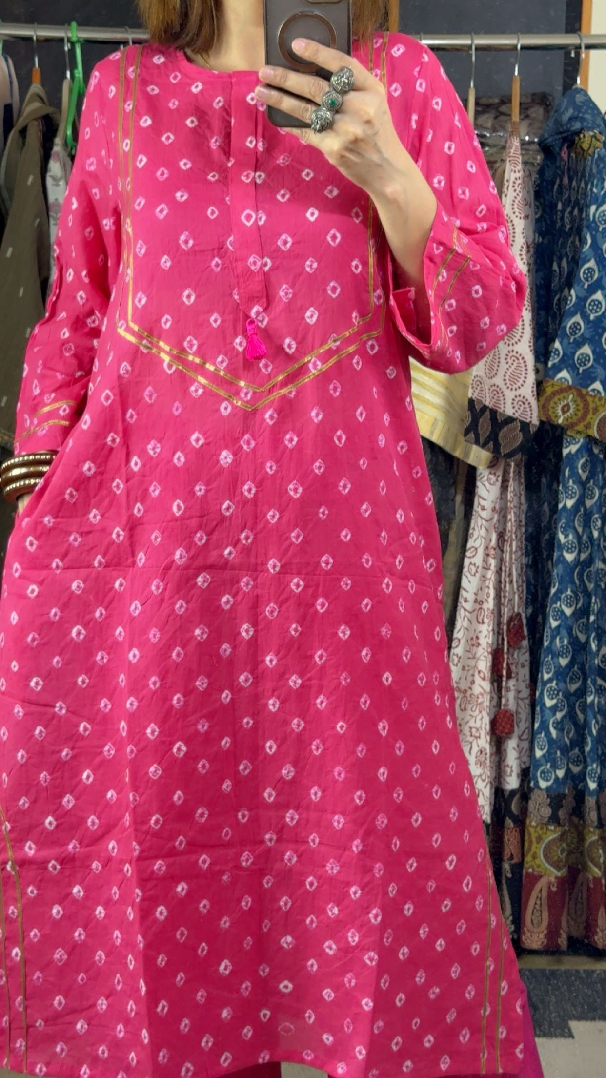 Handbandhni Mul Cotton Stitch Collection with Gota Detailing