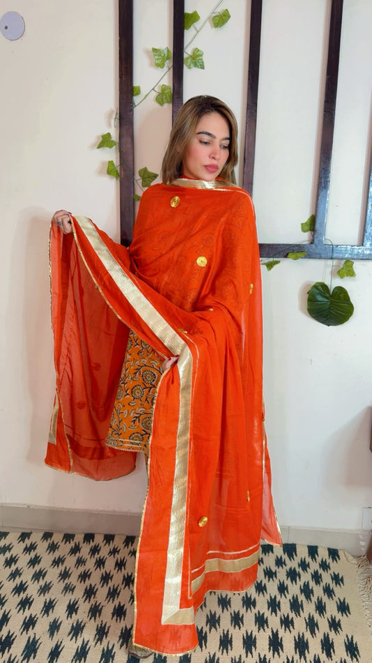 Heavy Gotta Festive Dupatta ✨ Orange color