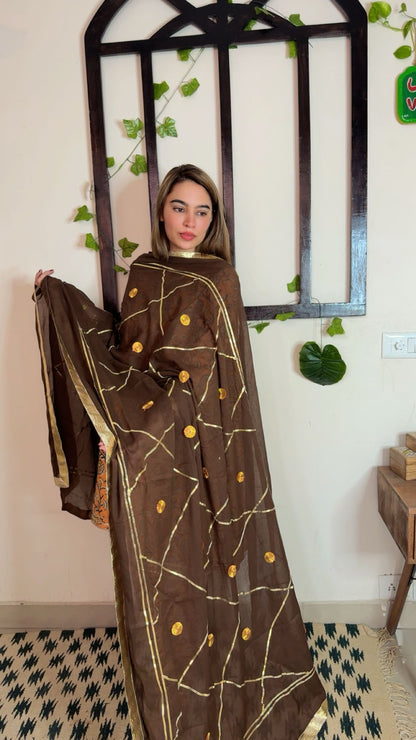 Heavy Gotta Festive Dupatta ✨ Brown color