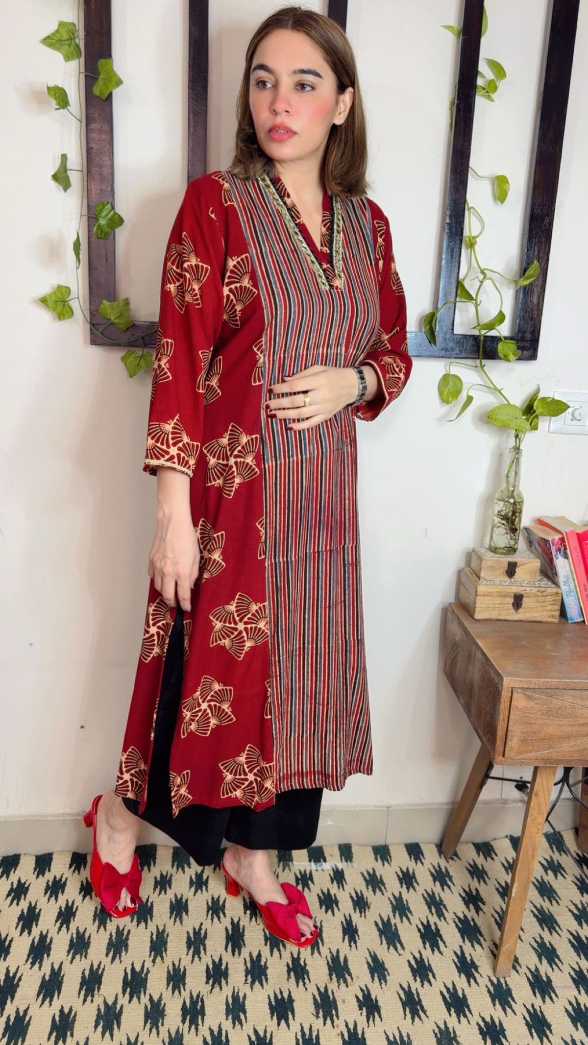 Cotton Ajrakh Stitch Kurta