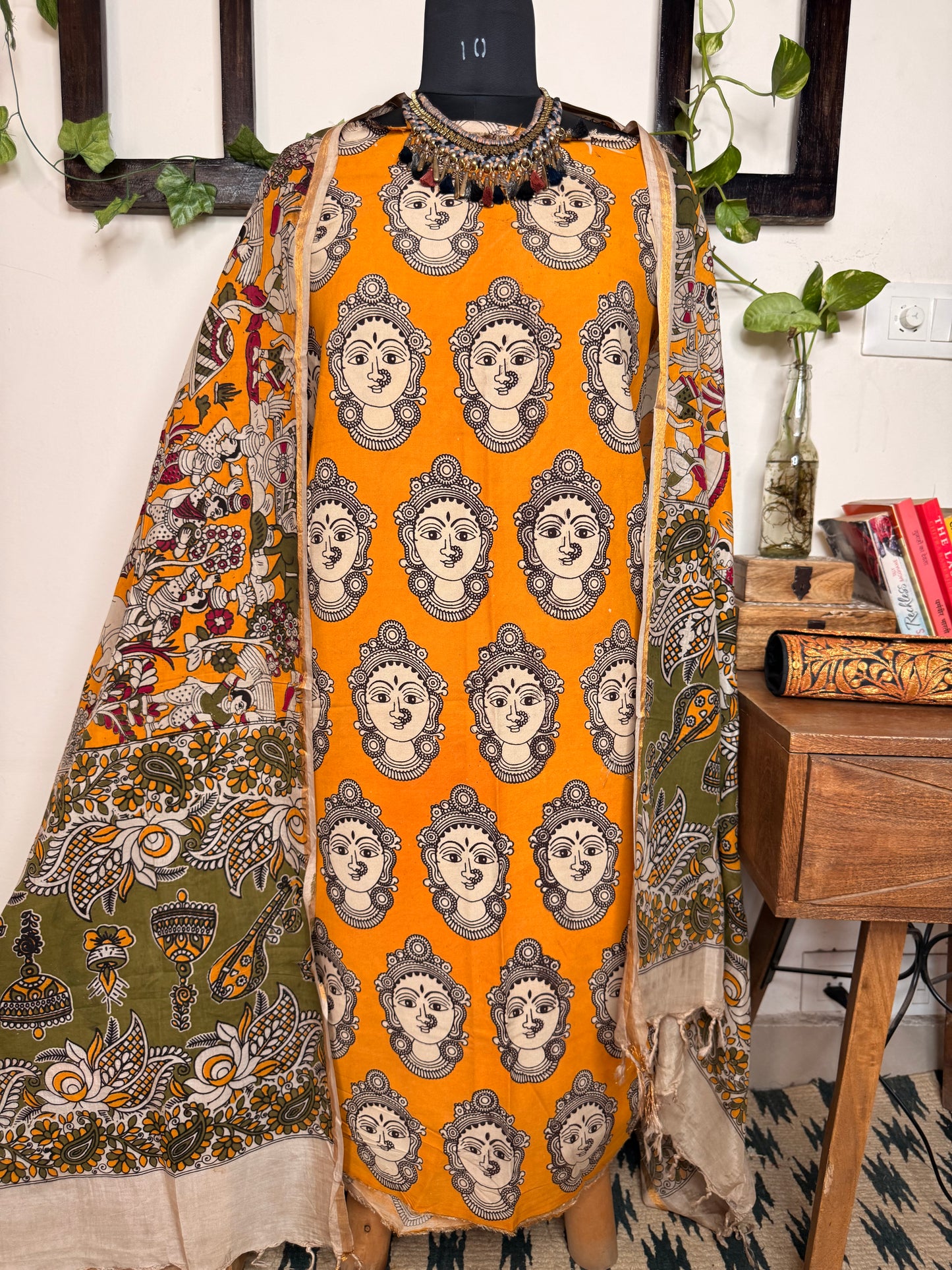 Kalamkari Cotton Silk Unstitched Suit ✨