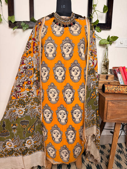 Kalamkari Cotton Silk Unstitched Suit ✨