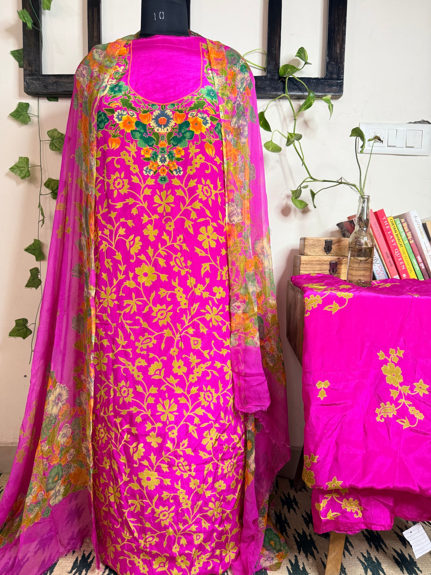 Natural Pure Crape Full Suit with Premium Chiffon Dupatta