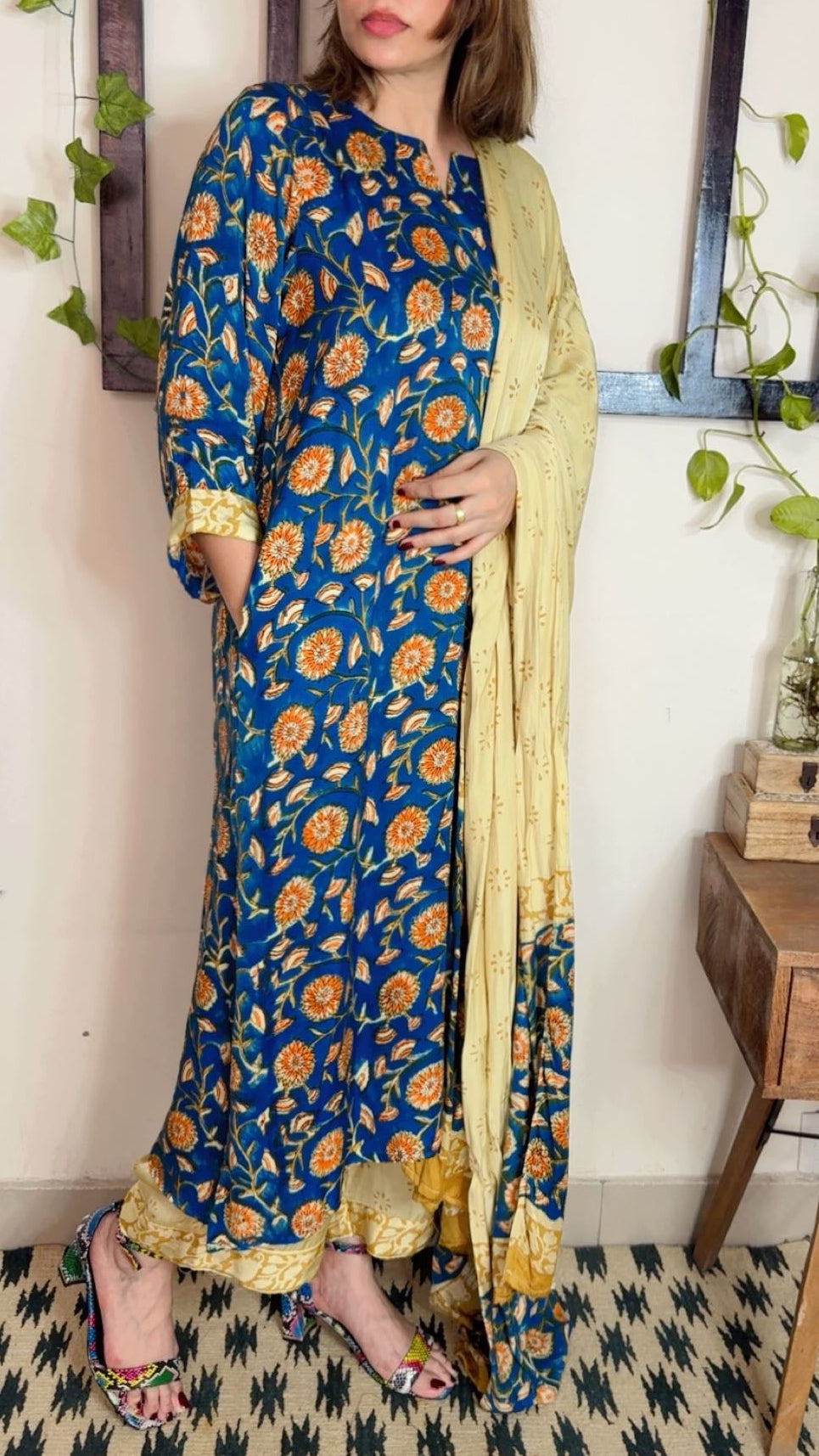 Modal silk Kalamkari stitched suit