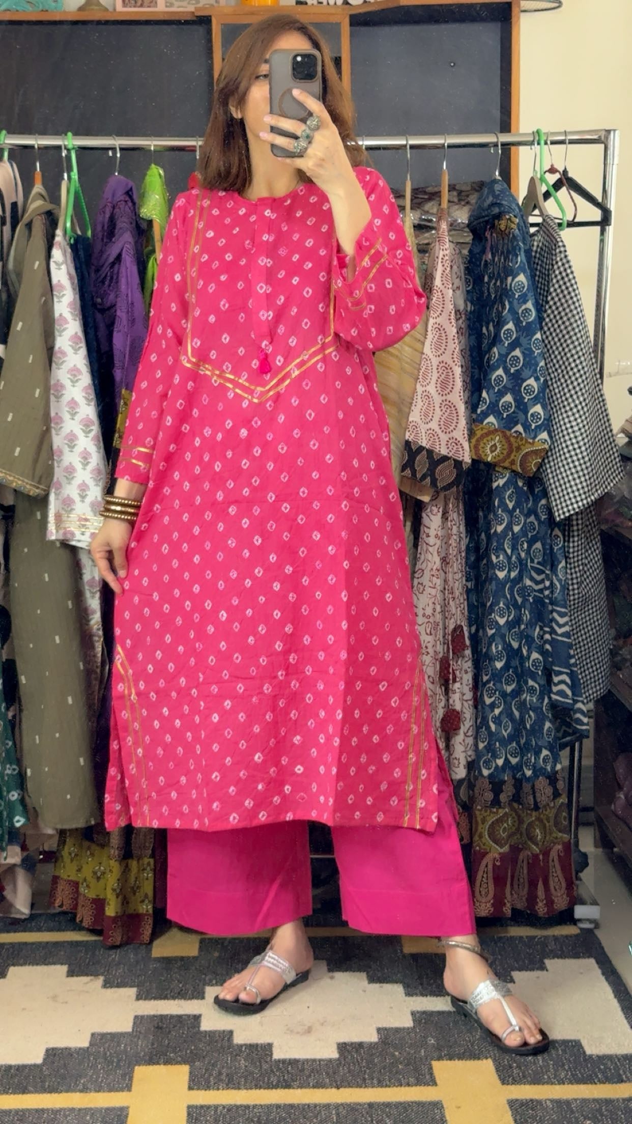 Handbandhni Mul Cotton Stitch Collection with Gota Detailing