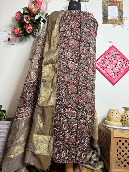Modal Silk Full Suit with Kalamkari & Jahota Art (Handmade)