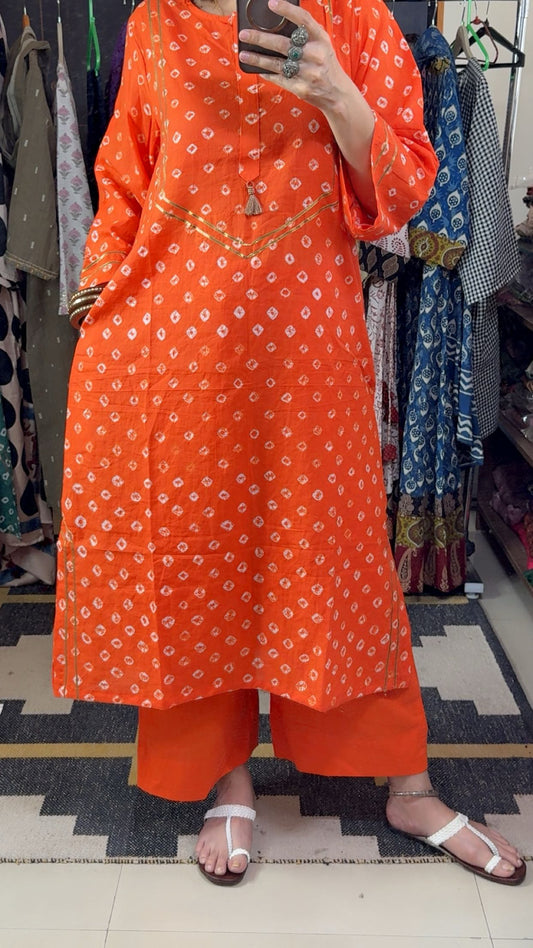 Handbandhni Mul Cotton Stitch Collection with Gota Detailing
