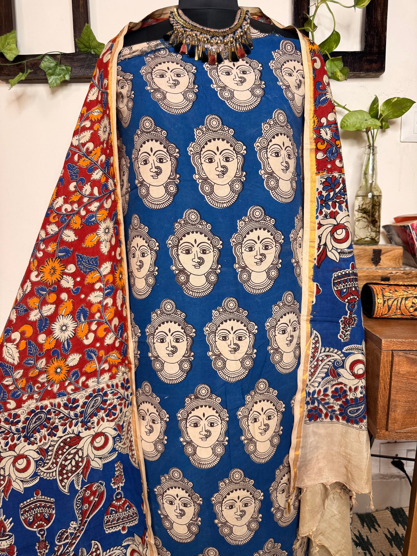 Kalamkari Cotton Silk Unstitched Suit ✨