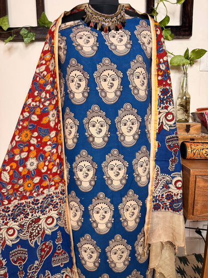 Kalamkari Cotton Silk Unstitched Suit ✨