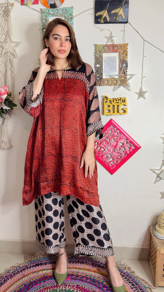 Vanaspati Modal Silk Cord Set – Ajrakh Print