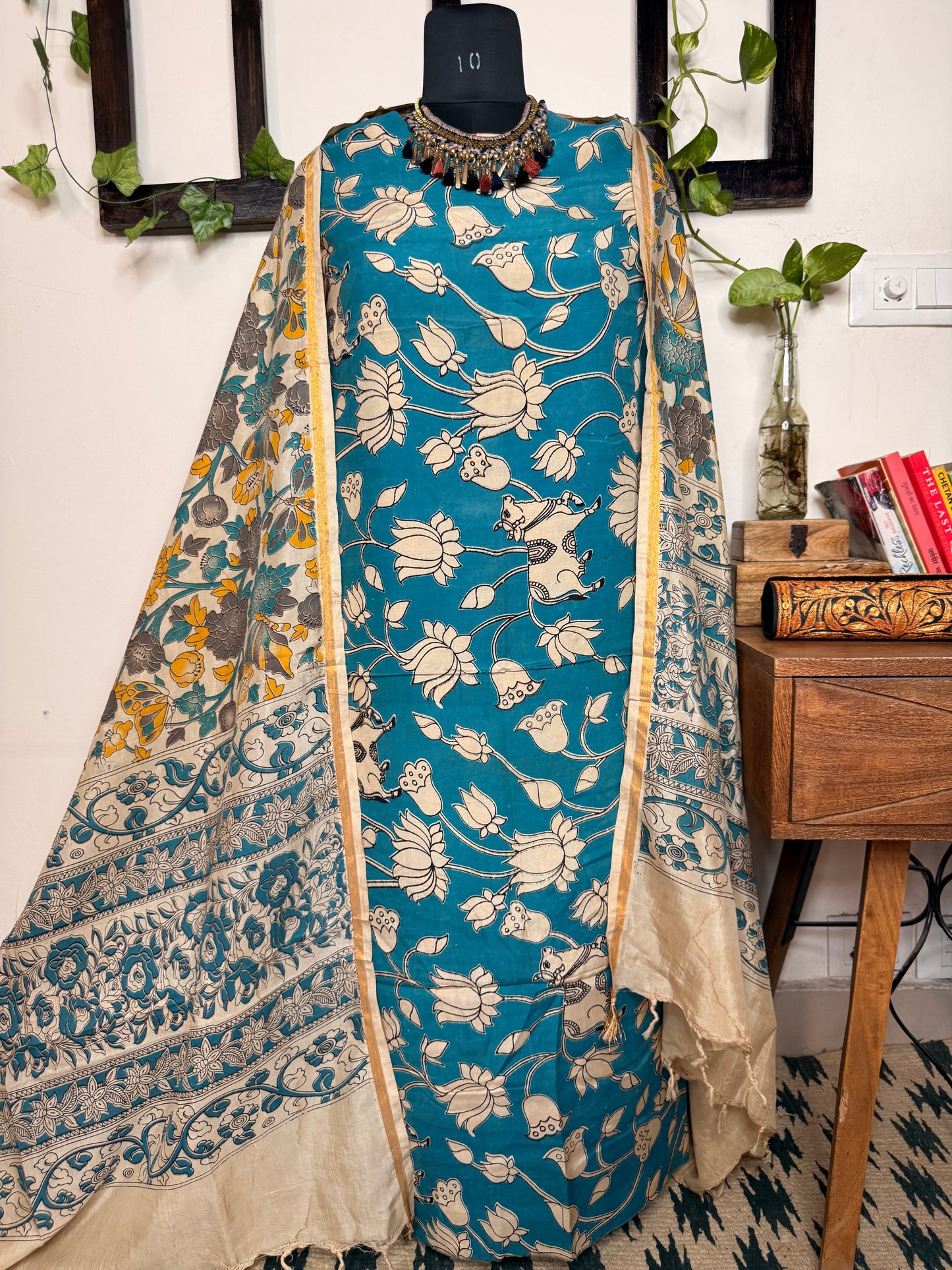 Kalamkari Cotton Silk Unstitched Suit ✨