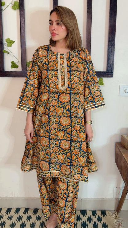 Handblock Kalamkari Cotton Suit ✨