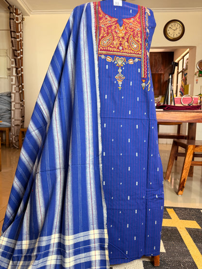 ✦ Handloom Cotton Embroidered Suit Set