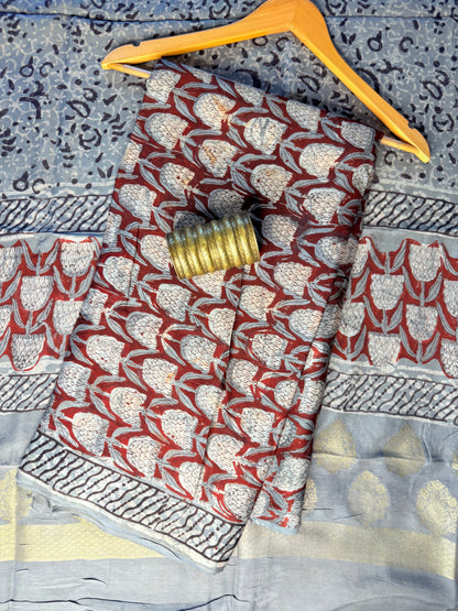 Modal Silk Full Suit with Kalamkari & Jhota Art (Handmade)