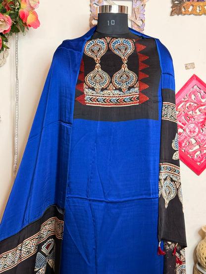 Modal Silk Designer Ajrakh Suit Set