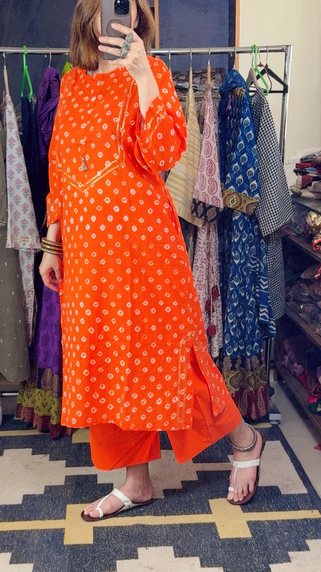 Handbandhni Mul Cotton Stitch Collection with Gota Detailing