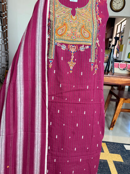 ✦ Handloom Cotton Embroidered Suit Set