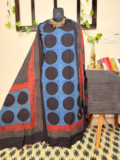 Taj Cotton Ajrakh 3-Piece Unstitched Suit ✨