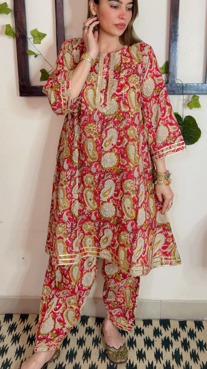 Handblock Kalamkari Cotton Suit ✨